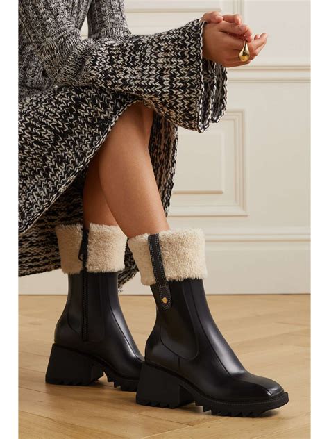 chloe betty rubber boots|chloe betty shearling boots.